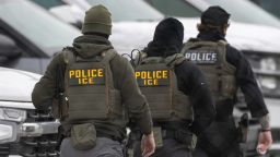 ICE agents depart the Bishop Henry Whipple Federal Building on February 4, 2026 in Minneapolis, Minnesota.